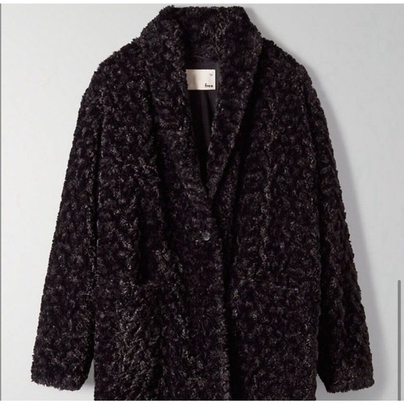 Aritzia Wilfred Free Plush Jacket in Black Womens XXS Long Sleeve Fuzzy Faux Fur - Picture 4 of 10
